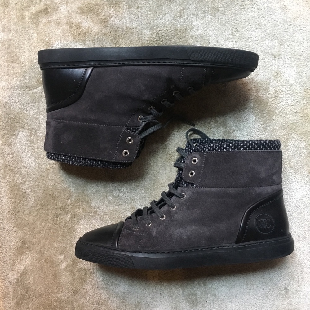 CHANEL - Men’s tweed high top sneaker boot, 10 - Picture 4 of 5